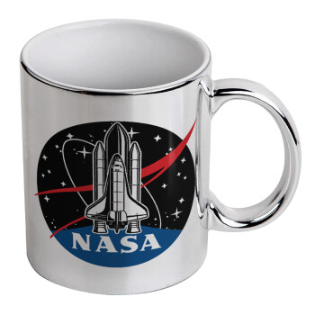 NASA Badge, Κούπα κεραμική, ασημένια καθρέπτης, 330ml