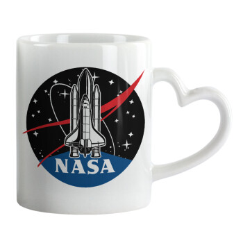 NASA Badge, Mug heart handle, ceramic, 330ml