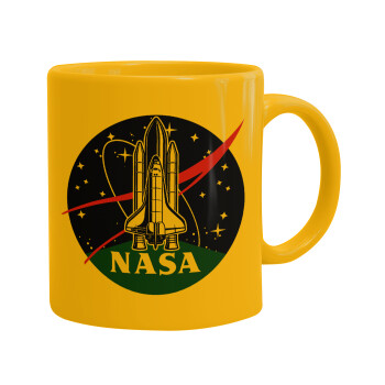 NASA Badge, Ceramic coffee mug yellow, 330ml (1pcs)
