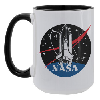 NASA Badge, Κούπα Mega 15oz, κεραμική Μαύρη, 450ml