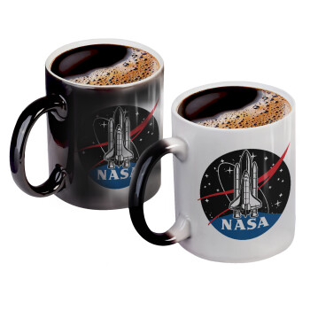 NASA Badge, Color changing magic Mug, ceramic, 330ml when adding hot liquid inside, the black colour desappears (1 pcs)