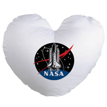 NASA Badge, Μαξιλάρι καναπέ καρδιά 40x40cm περιέχεται το  γέμισμα