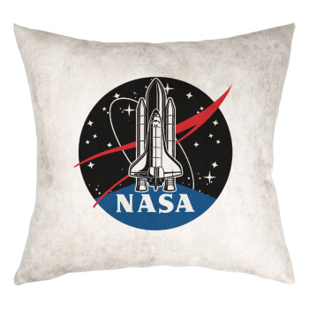 NASA Badge, Μαξιλάρι καναπέ Δερματίνη Γκρι 40x40cm με γέμισμα