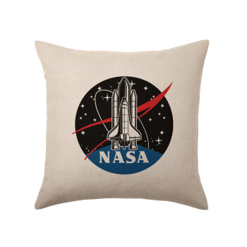NASA Badge, Μαξιλάρι καναπέ ΛΙΝΟ 40x40cm περιέχεται το  γέμισμα