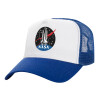 Adult Structured Trucker Hat, with Mesh, WHITE/BLUE (100% COTTON, ADULT, UNISEX, ONE SIZE)