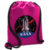 Backpack pouch GYMBAG Fuchsia, with pocket (40x48cm) & thick cords