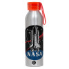 Aluminum Sports Bottle 650ml – Silver with Red Cap and Silicone Strap