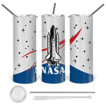 NASA Badge, 360 Eco friendly stainless steel tumbler 600ml, with metal straw & cleaning brush