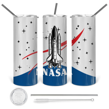 NASA Badge, Tumbler stainless steel 600ml, with metal straw & cleaning brush