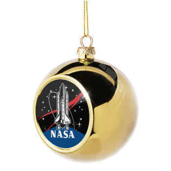 NASA Badge, Χριστουγεννιάτικη μπάλα δένδρου Χρυσή 8cm