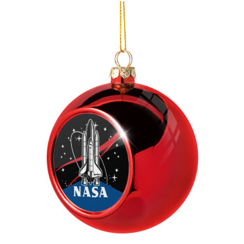 NASA Badge, Χριστουγεννιάτικη μπάλα δένδρου Κόκκινη 8cm