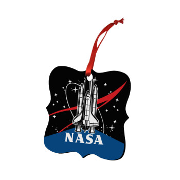 NASA Badge, Χριστουγεννιάτικο στολίδι polygon ξύλινο 7.5cm