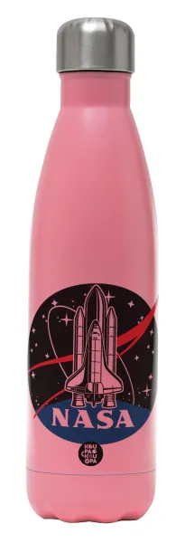NASA Badge — Metal mug thermos Pink Mat (Stainless steel), double wall, 500ml