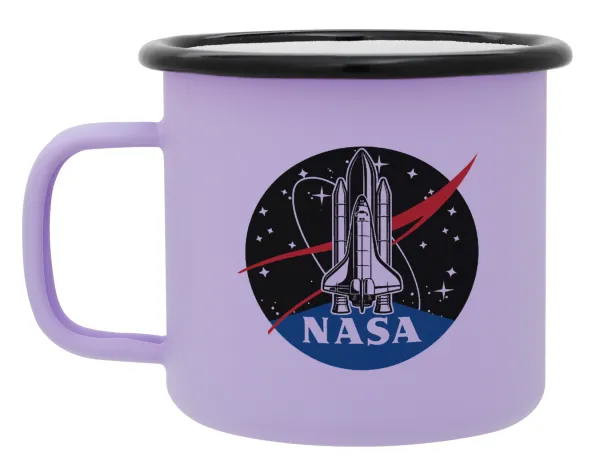 NASA Badge — Metal enamel mug, matte light pastel purple, 360ml
