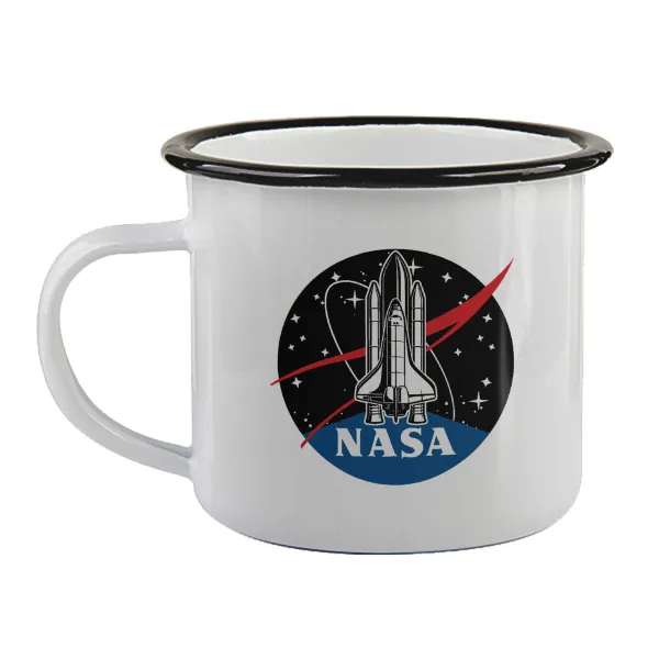 NASA Badge — Enamel mug with black rim, 360ml