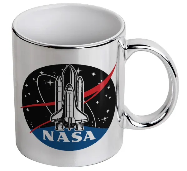NASA Badge — Κούπα κεραμική, ασημένια καθρέπτης, 330ml