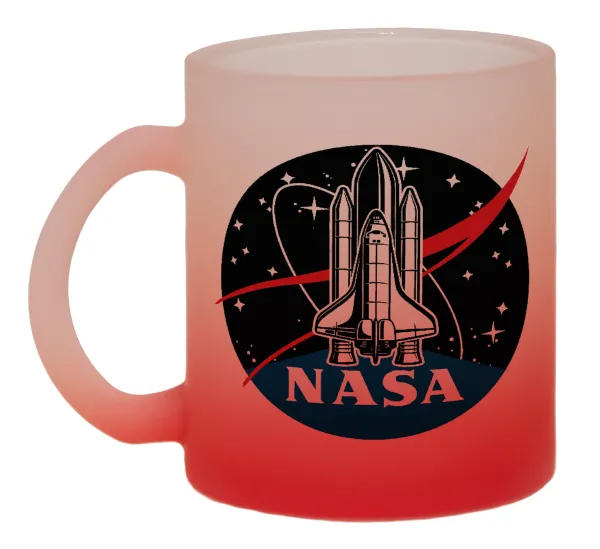 NASA Badge — Two-tone glass mug with matte red base, 330ml