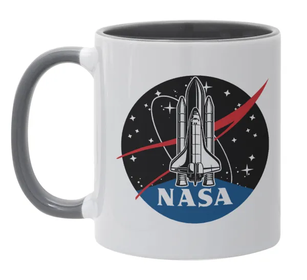 NASA Badge — Κούπα χρωματιστή γκρι, κεραμική, 330ml