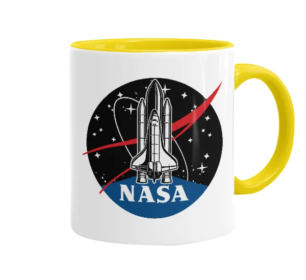 NASA Badge — Mug colored yellow, ceramic, 330ml