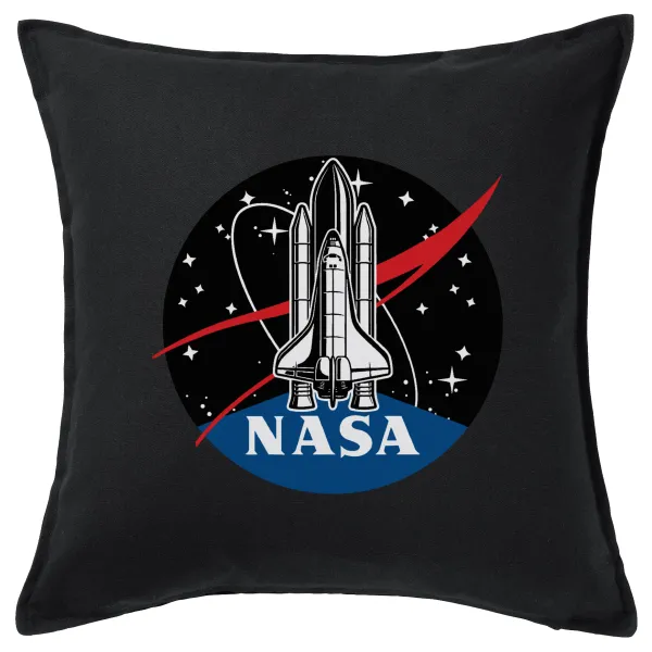 NASA Badge — Μαξιλάρι καναπέ Μαύρο 100% βαμβάκι, περιέχεται το γέμισμα (50x50cm)