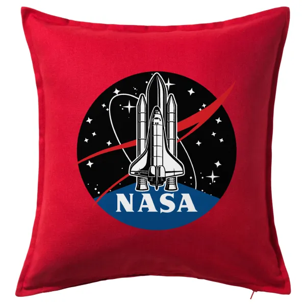 NASA Badge — Μαξιλάρι καναπέ Κόκκινο 100% βαμβάκι, περιέχεται το γέμισμα (50x50cm)