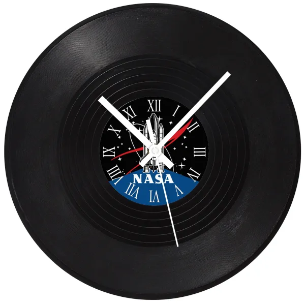 NASA Badge — Vinyl record wall clock (30cm)