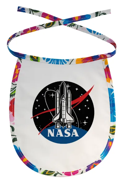 NASA Badge — Stain-resistant baby bib with tie, multicoloured