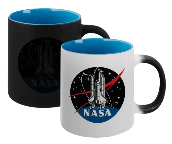 NASA Badge — Magic mug with blue interior, ceramic, 330ml, changes colour with hot drinks