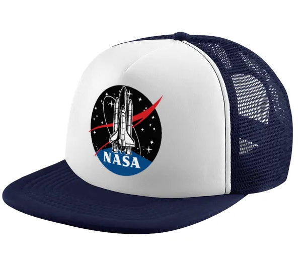 NASA Badge — Καπέλο παιδικό Soft Trucker με Δίχτυ ΜΠΛΕ ΣΚΟΥΡΟ/ΛΕΥΚΟ (POLYESTER, ΠΑΙΔΙΚΟ, ONE SIZE)