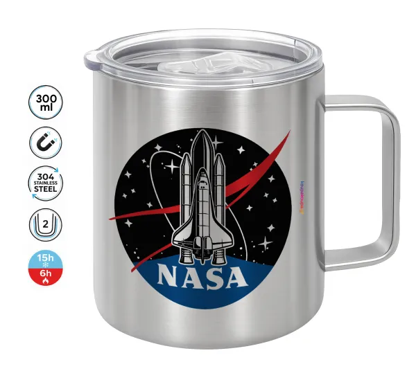 NASA Badge — Double-walled stainless steel mug 300ml with temperature-retaining lid