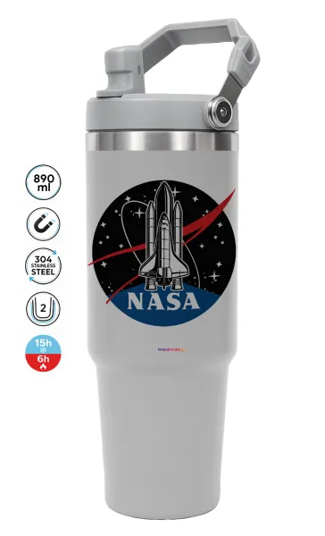 NASA Badge — GREY Travel Tumbler with Handle 890ml