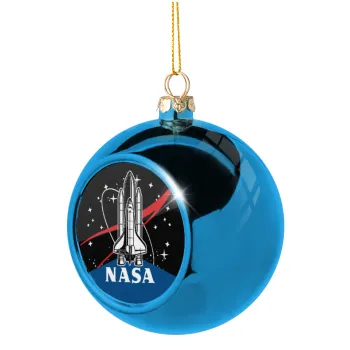 NASA Badge, Στολίδι Χριστουγεννιάτικη μπάλα δένδρου Μπλε 8cm