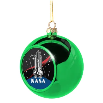 NASA Badge, Στολίδι Χριστουγεννιάτικη μπάλα δένδρου Πράσινη 8cm