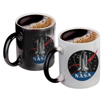 NASA Badge, Κούπα Μαγική, κεραμική, 330ml που αλλάζει χρώμα με το ζεστό ρόφημα