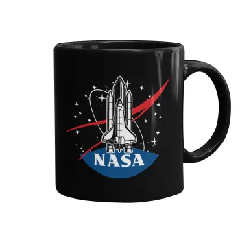 NASA Badge, Κούπα Μαύρη, κεραμική, 330ml