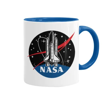 NASA Badge, Κούπα χρωματιστή μπλε, κεραμική, 330ml