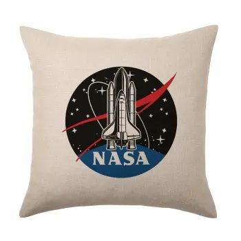 NASA Badge, Μαξιλάρι καναπέ ΛΙΝΟ 40x40cm περιέχεται το  γέμισμα