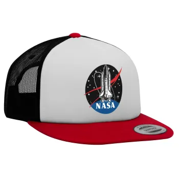 NASA Badge, Καπέλο Ενηλίκων Foam Flat Snapback με Δίχτυ Κόκκινο-Λευκό-Μαύρο (POLYESTER, ΕΝΗΛΙΚΩΝ, UNISEX, ONE SIZE)