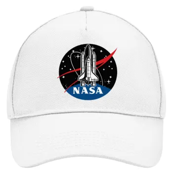 NASA Badge, Καπέλο Ενηλίκων Baseball, Drill, Λευκό (100% ΒΑΜΒΑΚΕΡΟ, ΕΝΗΛΙΚΩΝ, UNISEX, ONE SIZE)