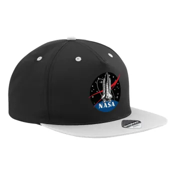 NASA Badge, Καπέλο Ενηλίκων Flat Snapback Μαύρο/Γκρι, (100% ΒΑΜΒΑΚΕΡΟ TWILL, ΕΝΗΛΙΚΩΝ, UNISEX, ONE SIZE)