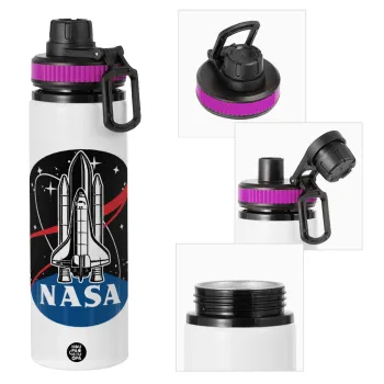 NASA Badge, Metallic water bottle with safety lid, 850ml aluminum
