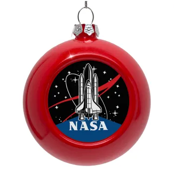 NASA Badge, Red Christmas tree ornament bauble 8cm