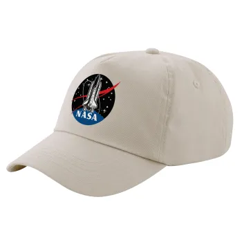 NASA Badge, Μπεζ (SAND) Πεντάφυλλο Καπέλο Ενηλίκων Βαμβακερό (UNISEX, ONE SIZE)