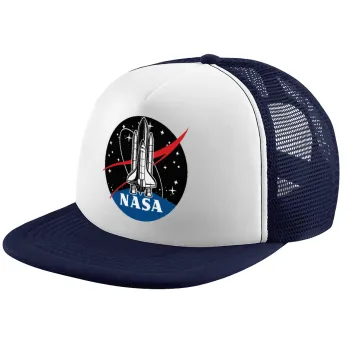 NASA Badge, Children's Soft Trucker Cap with Dark Blue/White Mesh (POLYESTER, CHILDREN, ONE SIZE)
