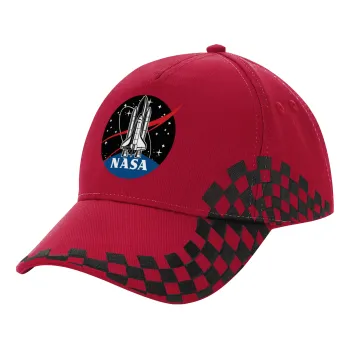 NASA Badge, Καπέλο Ενηλίκων Ultimate ΚΟΚΚΙΝΟ/ΜΑΥΡΟ RACING με Σκρατς, (100% ΒΑΜΒΑΚΕΡΟ DRILL, ΕΝΗΛΙΚΩΝ, UNISEX, ONE SIZE)