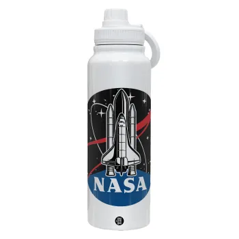 NASA Badge, Θερμός 1L Ανοξείδωτο με Βάση Κινητού & Διπλά Τοιχώματα