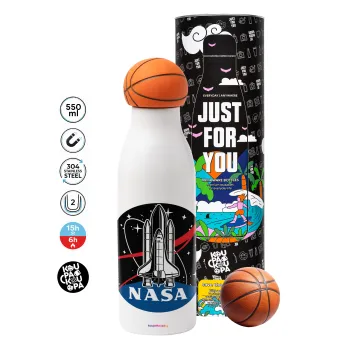 NASA Badge, Μπάλα μπάσκετ μεταλλικό παγούρι θερμός, διπλού τοιχώματος, 550ml