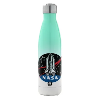 NASA Badge, Μεταλλικό παγούρι θερμός Πράσινο/Λευκό (Stainless steel), διπλού τοιχώματος, 500ml