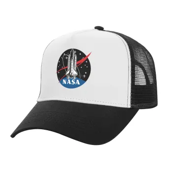 NASA Badge, Καπέλο Ενηλίκων Structured Trucker, με Δίχτυ, ΛΕΥΚΟ/ΜΑΥΡΟ (100% ΒΑΜΒΑΚΕΡΟ, ΕΝΗΛΙΚΩΝ, UNISEX, ONE SIZE)