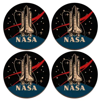 NASA Badge, ΣΕΤ x4 Σουβέρ ξύλινα στρογγυλά plywood (9cm)